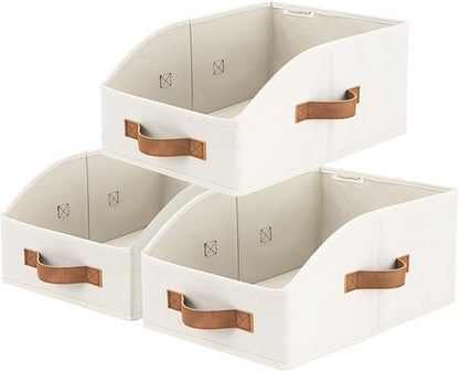 StorageWorks Closet Baskets for Organizing, Trapezoid Storage Bins, Linen by StorageWorks