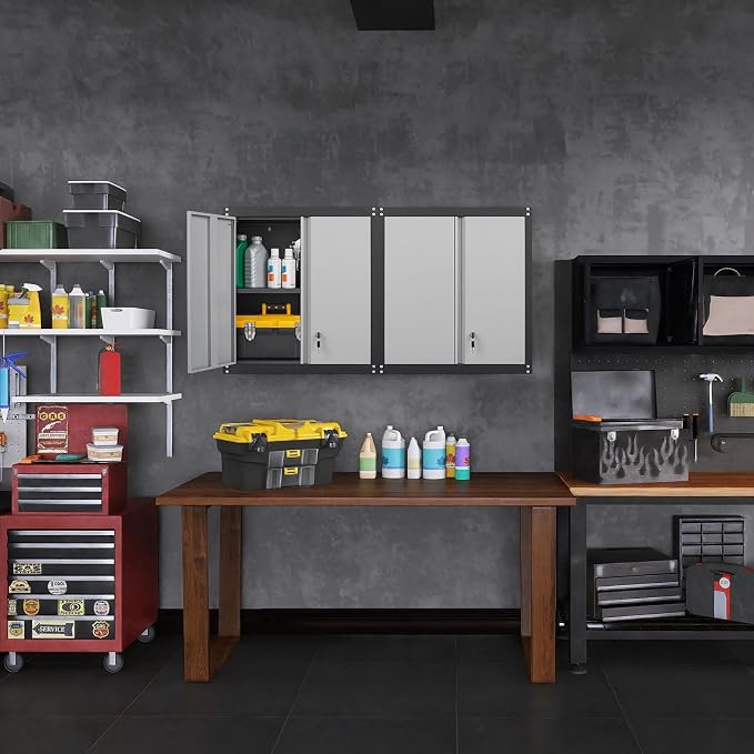 GREATMEET Lockable Storage Cabinet, Metal Garage Storage Cabinets, Metal Wall - Image 6
