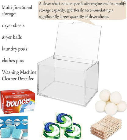 rejomiik Thick Acrylic Dryer Sheet Holder Clear Container - Image 3