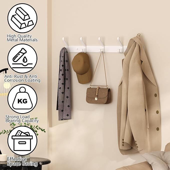 Coat Rack Wall Mount, 17.3 in Wall Hooks - Image 6
