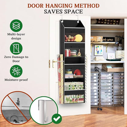 Black Over Door Wrapping Paper Organizer Storage - Image 3