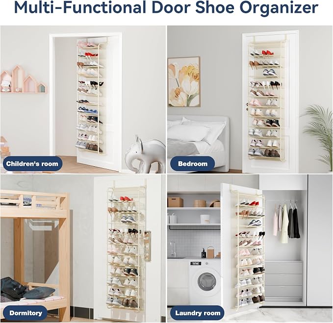 Whitmor 36 Pair Over The Door Shoe Organizer, 12 Tier Hanging Shoe Organizer - Image 7