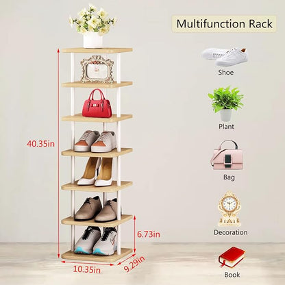 SORCEDAS Shoe Rack Vertical Shoe Shelf Narrow Tall Storage - Image 3