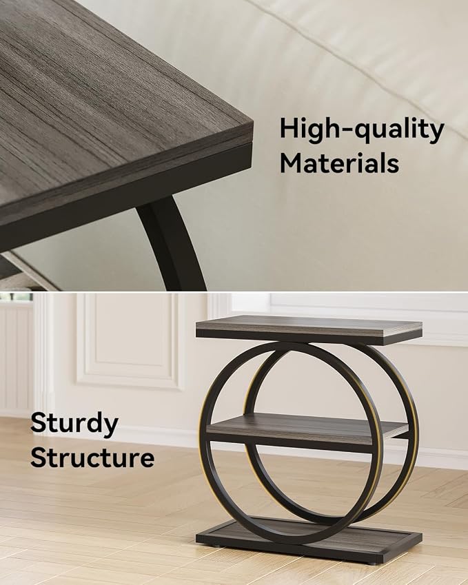 LITTLE TREE End Table, 3-Tier Side Table, Slim Sofa Side Table - Image 5