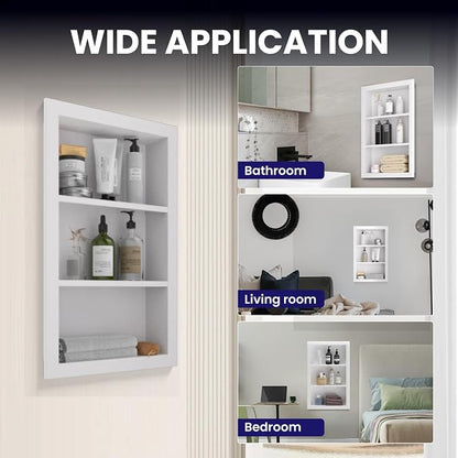 14" x 24" Stainless Steel Shower Niche, 3-Tier Waterproof Shelves, No-Tile - Image 7