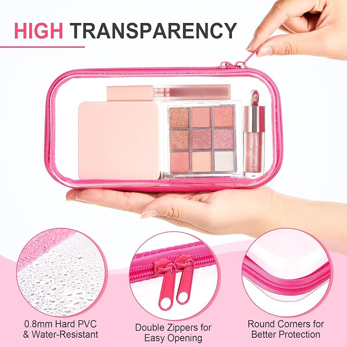 Hoolerry 4 Pcs Hard Clear Zipper Case Makeup Bags Plastic Pencil Pouch - Image 3