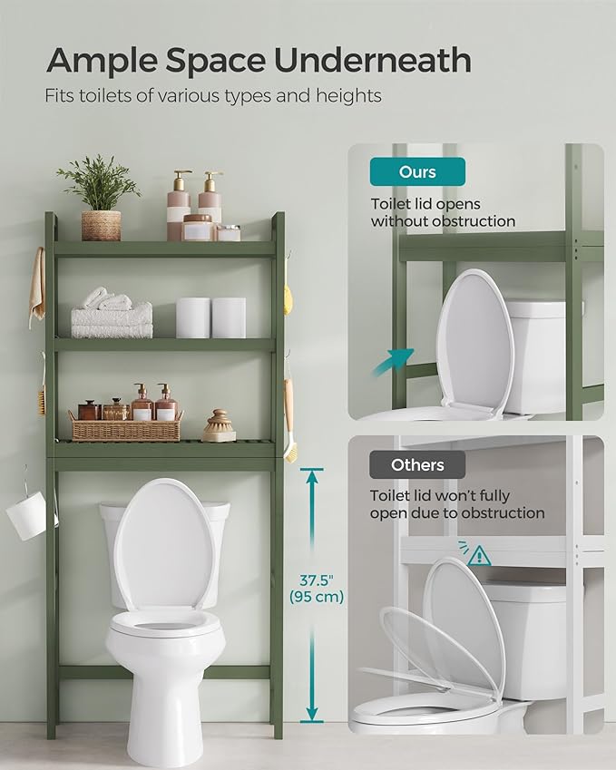 SONGMICS Over The Toilet Storage, 3-Tier Over Toilet Bathroom Organizer - Image 7