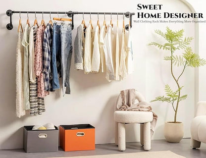Wall Clothes Rack, Industrial Pipe Clothing Rack - Image 2
