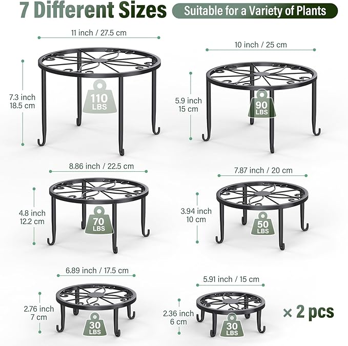 7-Pack Heavy-Duty Metal Plant Stands, Anti-Rust - Image 6