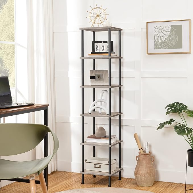 HOOBRO 6-Tier Corner Shelf, Corner Square Rack Display Shelf, Tall Storage Rack - Image 4