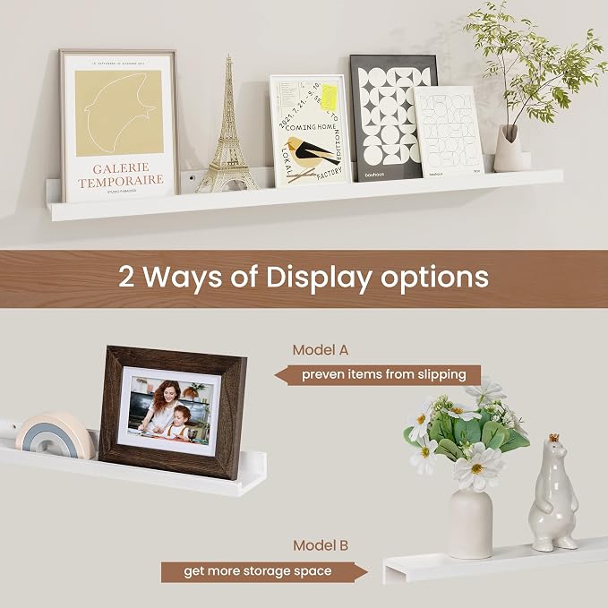 Picture Ledge Shelf, Floating Shelves Set of 2, 32 Inches Solid Wood Nursery - Image 6