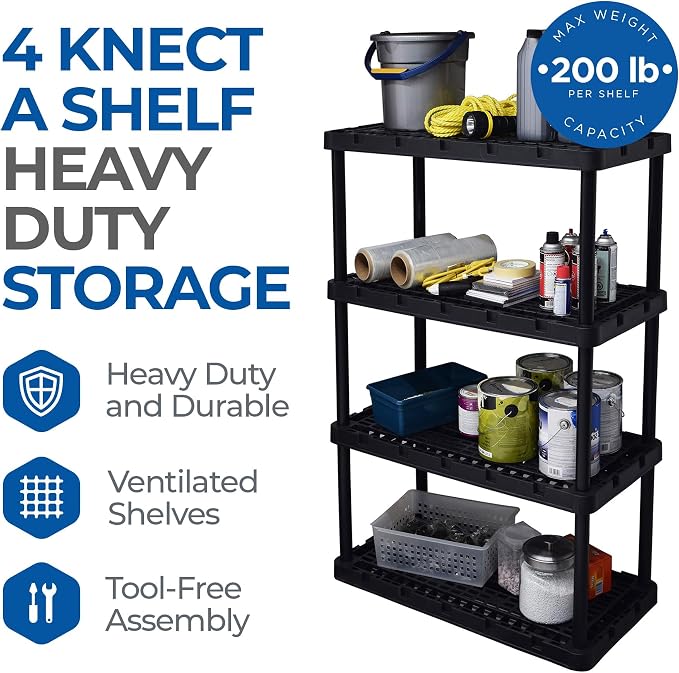 Gracious Living 3 Pack XL Heavy-Duty Storage Shelves, Knect-A-Shelf 4-Shelf - Image 4