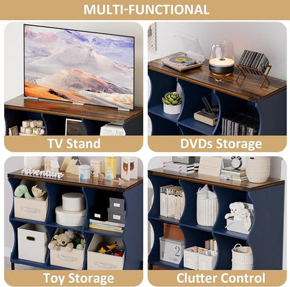 6 Cube Storage Shelf Organizer, Low Book Shelf Bookcase Entryway Table - Image 3