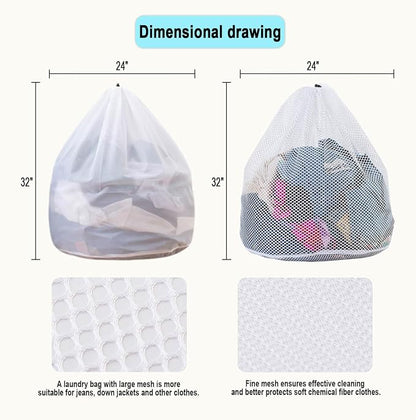 Mesh Laundry Bags with Adjustable Single Shoulder Straps 24" x 32" Sturdy Nylon - Image 2