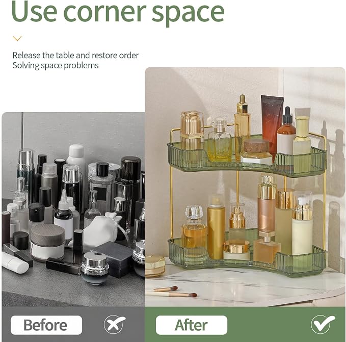 Corner Bathroom Countertop Organizer, Vanity Trays - Image 3