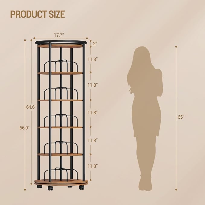 Hzuaneri Rotating Bookshelf, 360° Spinning Bookshelf Tower, Round Book Shelf | - Image 2