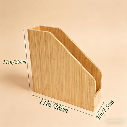 2 Pack Bamboo Magazine Holder Wood Magazine File Holder | Frames Document - Image 3