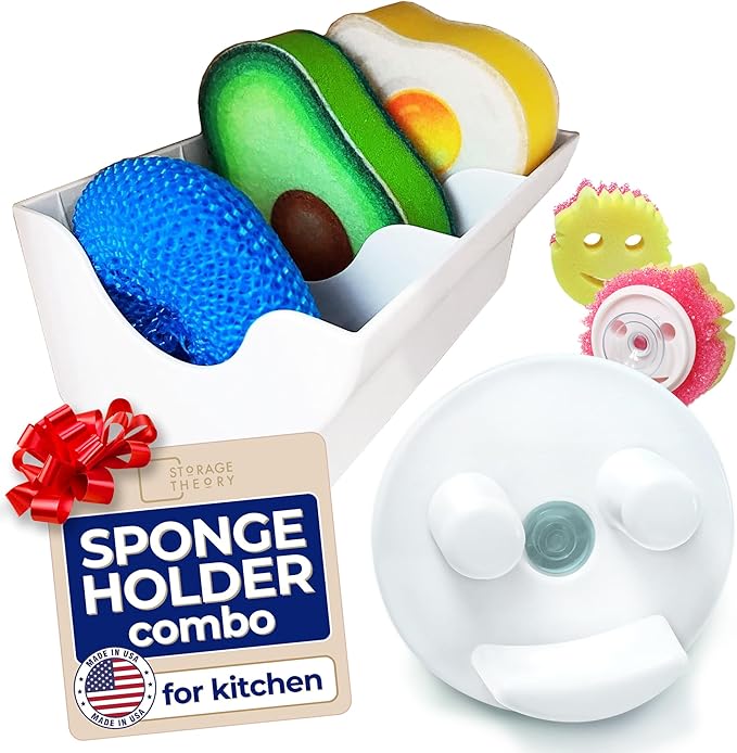 BeraTek Sponge Daddy Caddy & Under Sink Sponge Holder Combo by StorageTheory