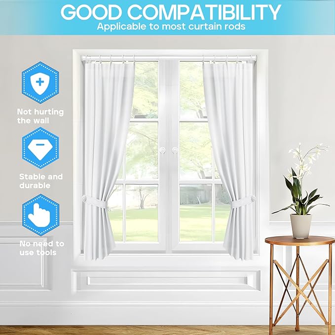 4 Pack Spring Tension Curtain Rod 32-62 inch, Adjustable Expandable Tension - Image 6