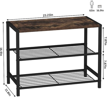 HOMEFORT 3-Tier Shoe Rack, Shoe Storage Shelf, Industrial Shoe Tower, Narrow - Image 3