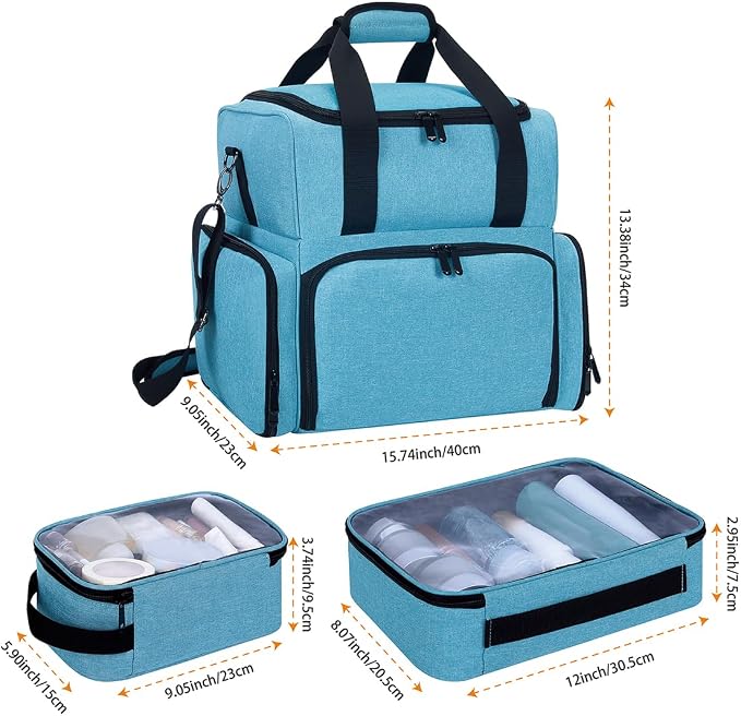 Large Makeup Cosmetic Bag with 3 Removable Case and 2 Removable Dividers Double - Image 2