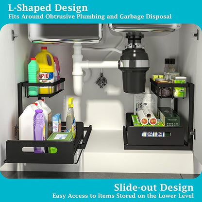 REALINN Under Sink Organizer, Pull Out Cabinet Storage 2 Tier Slide Out Sink - Image 3