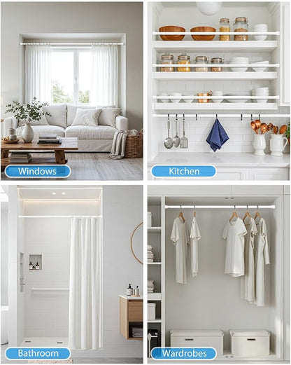 Spring Tension Curtain Rod 30 to 64 Inch, Adjustable Curtain Rods No Drilling - Image 6