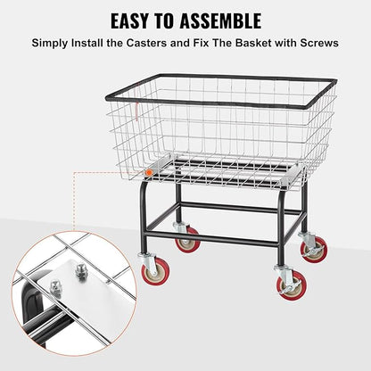 VEVOR Wire Laundry Cart, 2.8Bushel Wire Laundry Basket - Image 6