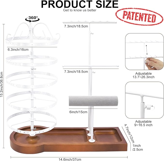 Jewelry Organizer Stand, Metal Rotating Earring Holder Organizer - Image 2