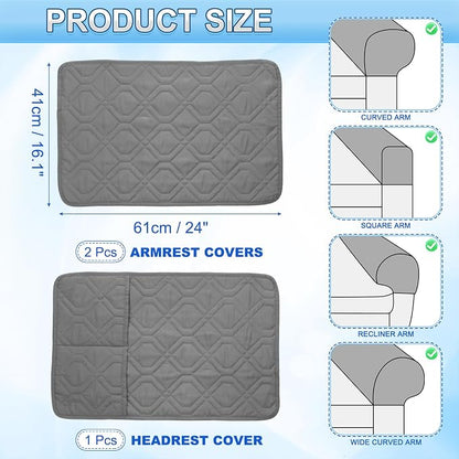 uxcell 3Pcs Sofa Armrest Covers, Armchair Covers - Image 2