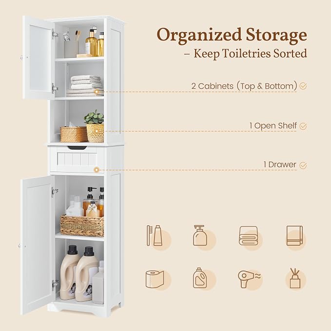 Yaheetech Tall Slim Bathroom Storage Cabinet - Image 7