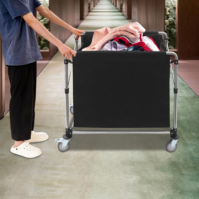 Commercial Laundry Cart with Wheels, Folding Laundry Hamper Cart, Heavy Duty - Image 8