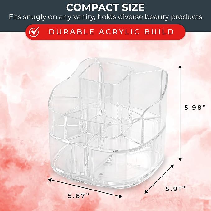 Masirs 360-Degree Rotating Makeup Organizer – Small Acrylic Cosmetic Storage - Image 3