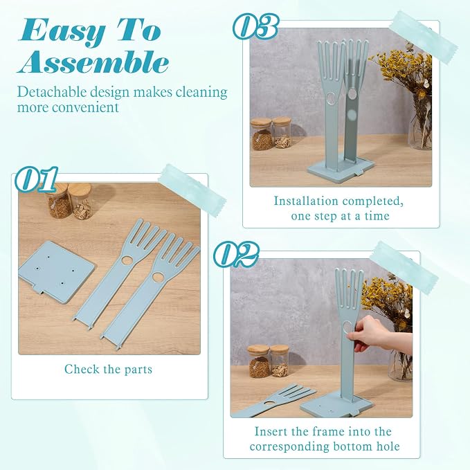 2 Pcs Kitchen Glove Holder, Kitchen Glove Stand Holder Plastic Glover Drying - Image 4