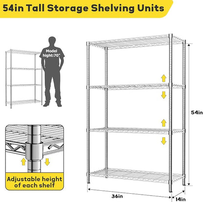 Storage Shelves, 4-Tier Adjustable Metal Industrial Utility Shelf Rack - Image 3