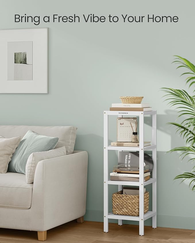 SONGMICS Bamboo Storage Shelf, 4-Tier Shelving Unit, in the Entryway, Living - Image 6