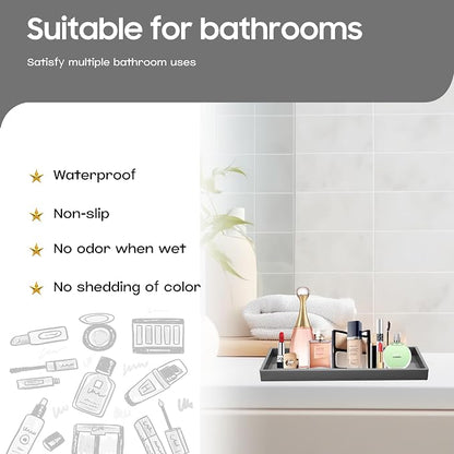 Vanity and Bathroom Tray, 11.8" ABS Countertop Organizer, Waterproof Vanity Tray - Image 2
