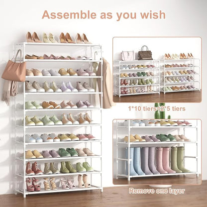 LANTEFUL 10 Tiers Shoe Rack 50 Pairs Large Capacity Tall Shoe Organizer Sturdy - Image 5