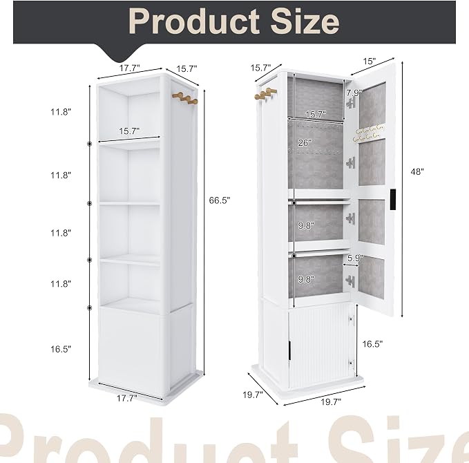 Montary 360° Rotating Makeup & Jewelry Cabinet - Image 2