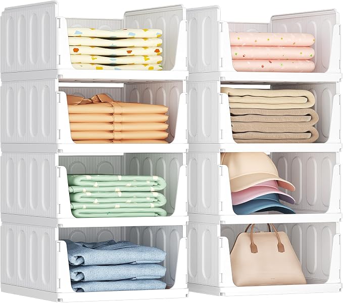 Lifewit 8 Pack Stackable Closet Organizers and Storage Basket by Lifewit