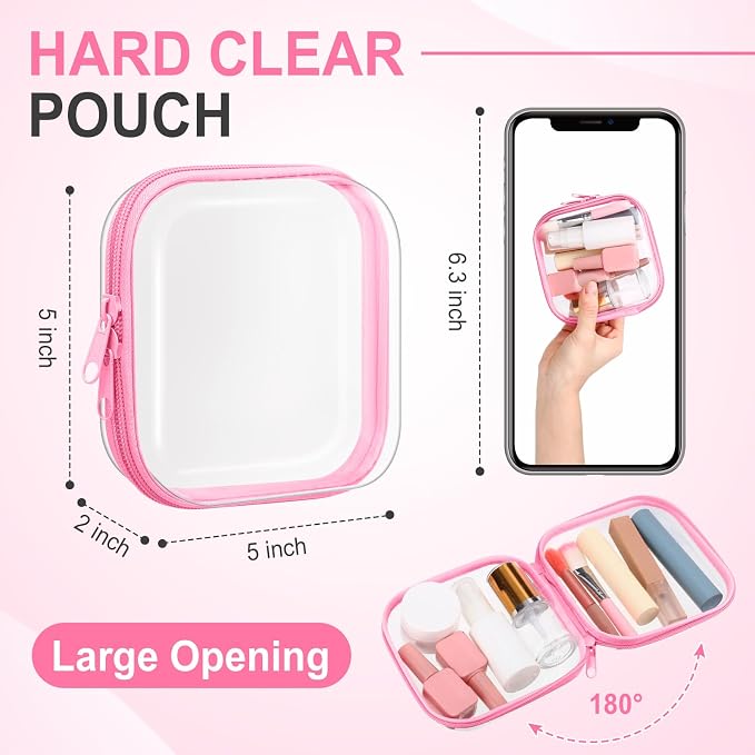 Sanwuta 6 Pcs Clear Hard Zipper Case Hard Plastic Zipper Pouches Transparent - Image 2