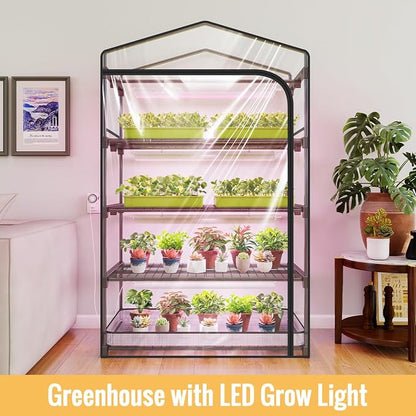 Indoor Greenhouse with Grow Light, 4-Tier Plant Shelf with T5 1.6FT 32W Full - Image 7