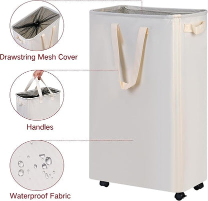 Slim Laundry Hamper with Wheels, Rolling Laundry Basket - Image 3