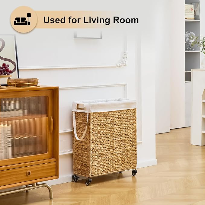 Rolling Laundry Hamper with Wheels, Slim Laundry Basket with Removable Liner - Image 8