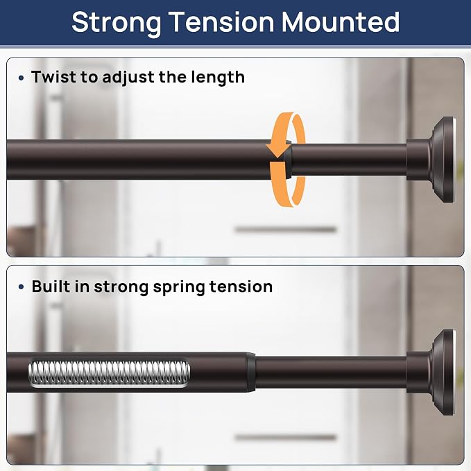 ENJOYBASICS 1" Bronze Shower Curtain Rod, 30-52" Adjustable, Secure Tension | - Image 3