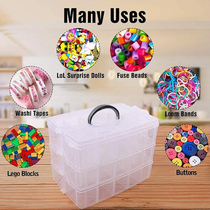 Bead Organizer 3 Tier 30 grid Stackable Craft Tackle Storage Container | - Image 4