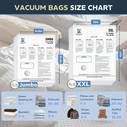8 Pack Vacuum Storage Bags – 4 XXL & 4 Jumbo Vacuum Seal Bags - Image 2
