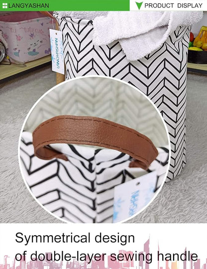 LANGYASHAN Laundry Basket Canvas Fabric Collapsible Organizer Basket - Image 3