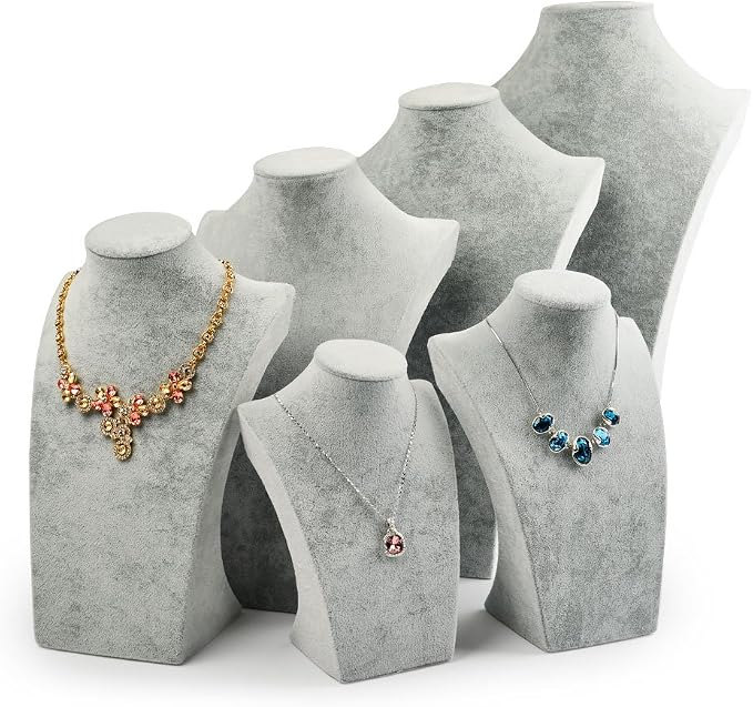 Oirlv Velvet 3-Dimensional Jewelry Stand Necklace Pendant Chain Jewelry Bust - Image 5