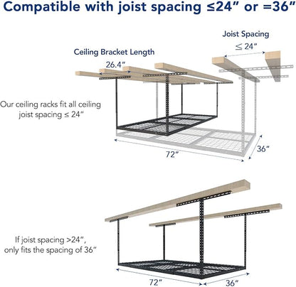 FLEXIMOUNTS 2 Pack 3x6 Overhead Garage Storage Adjustable Ceiling Rack 72" - Image 7